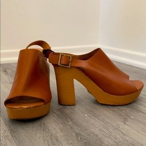 Light Brown Mule Wedges size 8.5